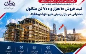رکوردشکنی تاریخی در فروش متانول؛ ۳.۶ برابر فروش یک‌سال گذشته، فقط در ۱۴ روز